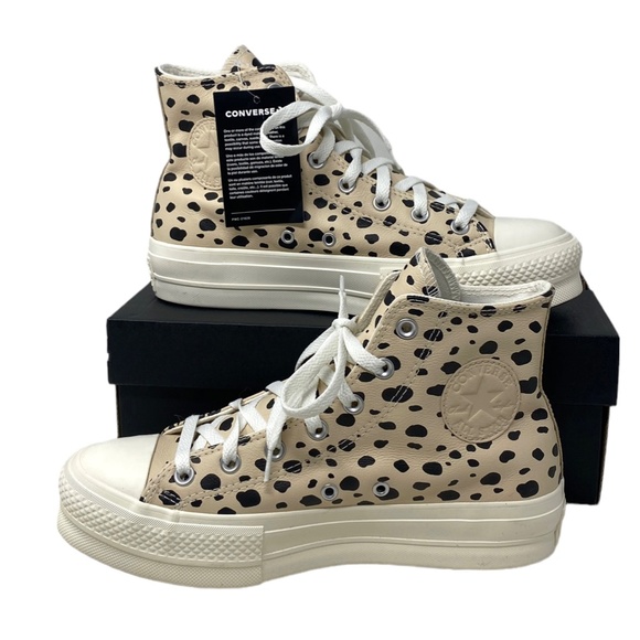 Converse Ctas Lift Platform Shoes High Leopard Leather Women Custom 568163C-WWLO - Picture 3 of 11